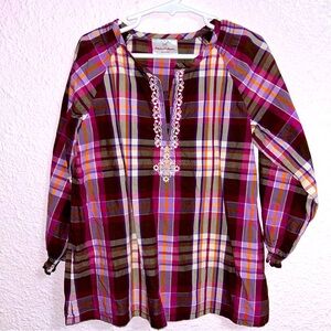 Hanna Andersson Girls 5 Brown and Pink Plaid Tunic